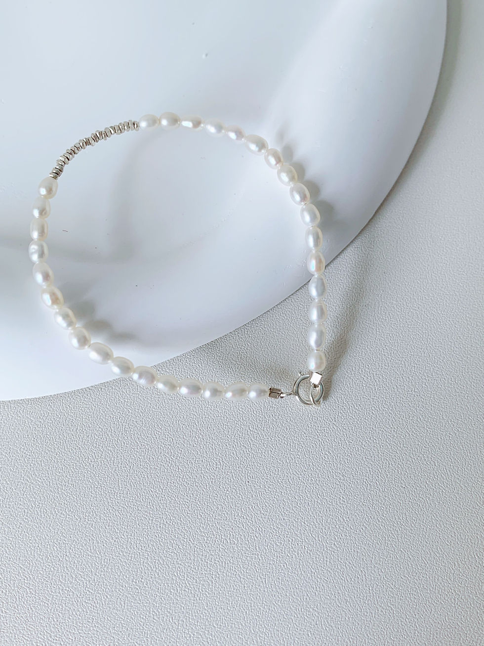 Thumbnail: Natural pearl sterling silver bracelet