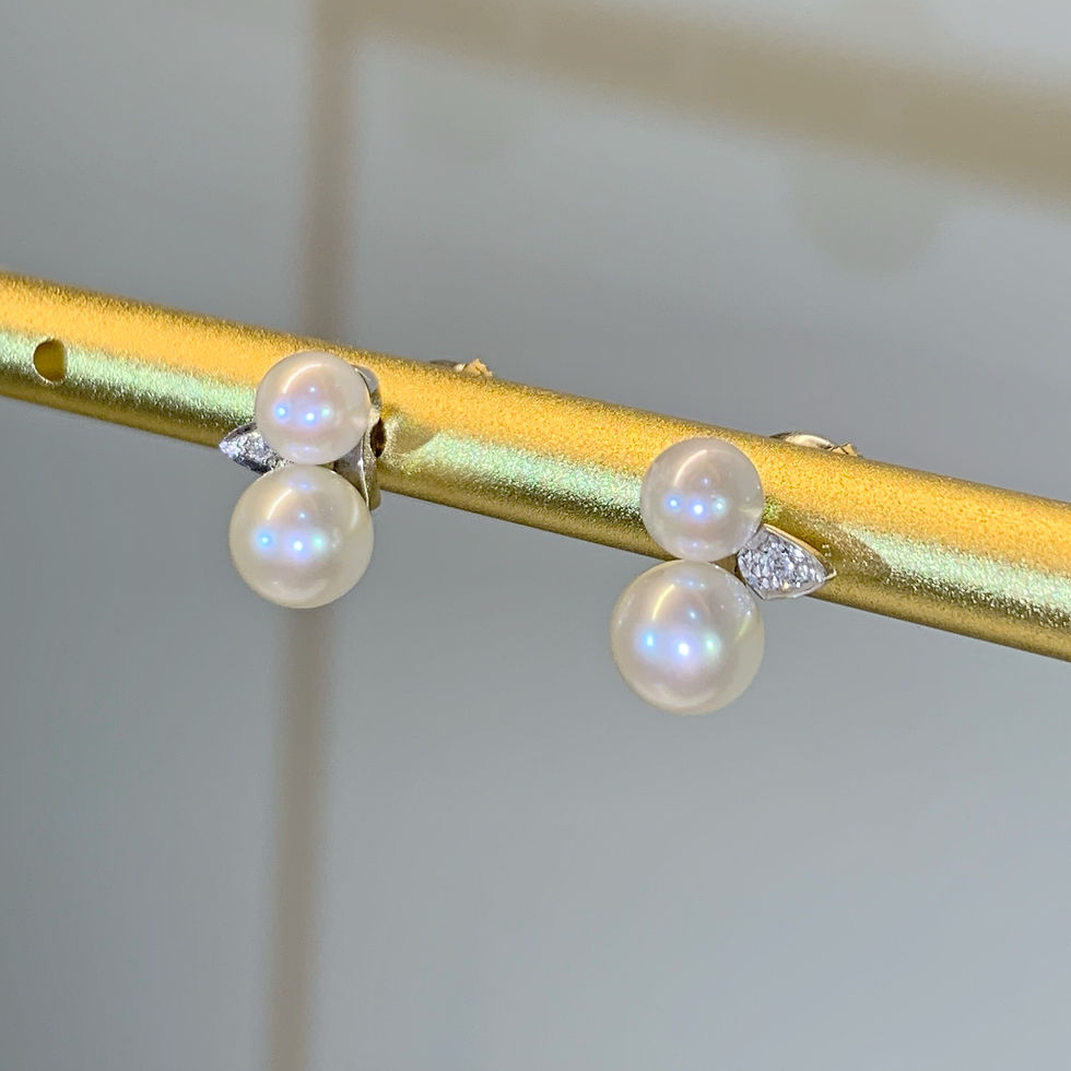 縮圖：Pearl 珍珠鑽石耳環