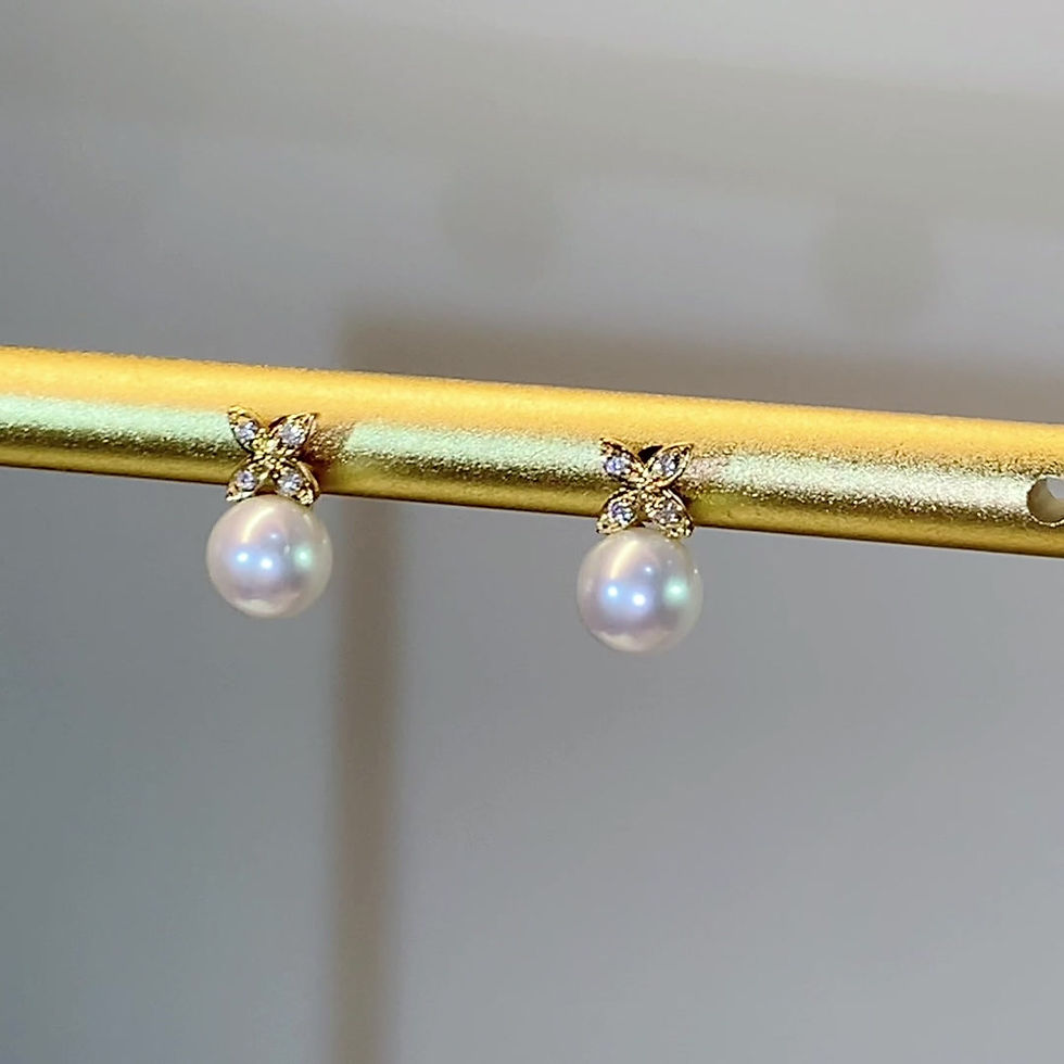 縮圖：Pearl 珍珠鑽石耳環