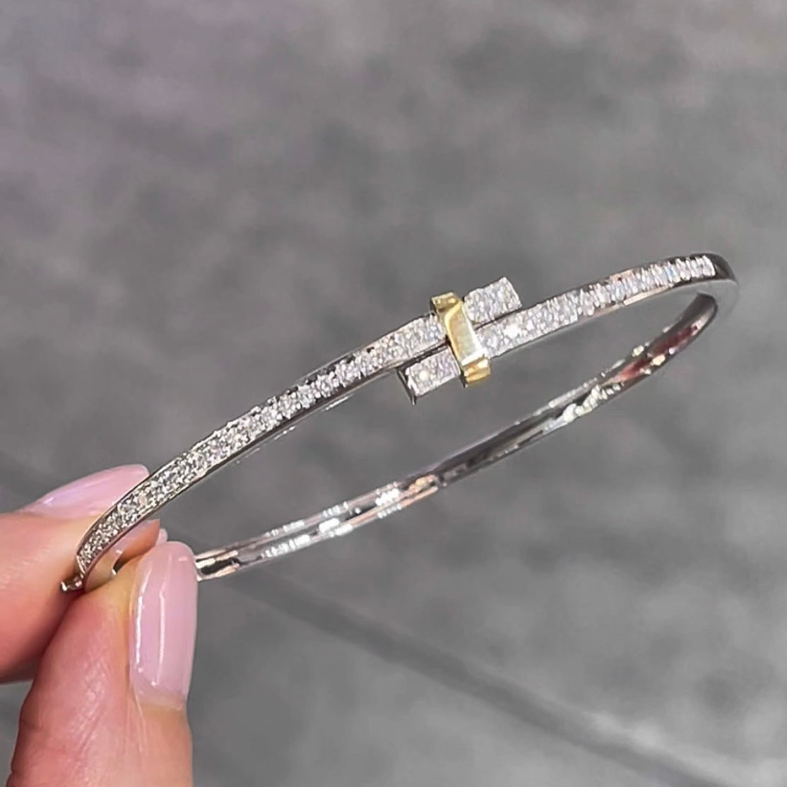 Edge half circle diamond bracelet, 0.54 carat