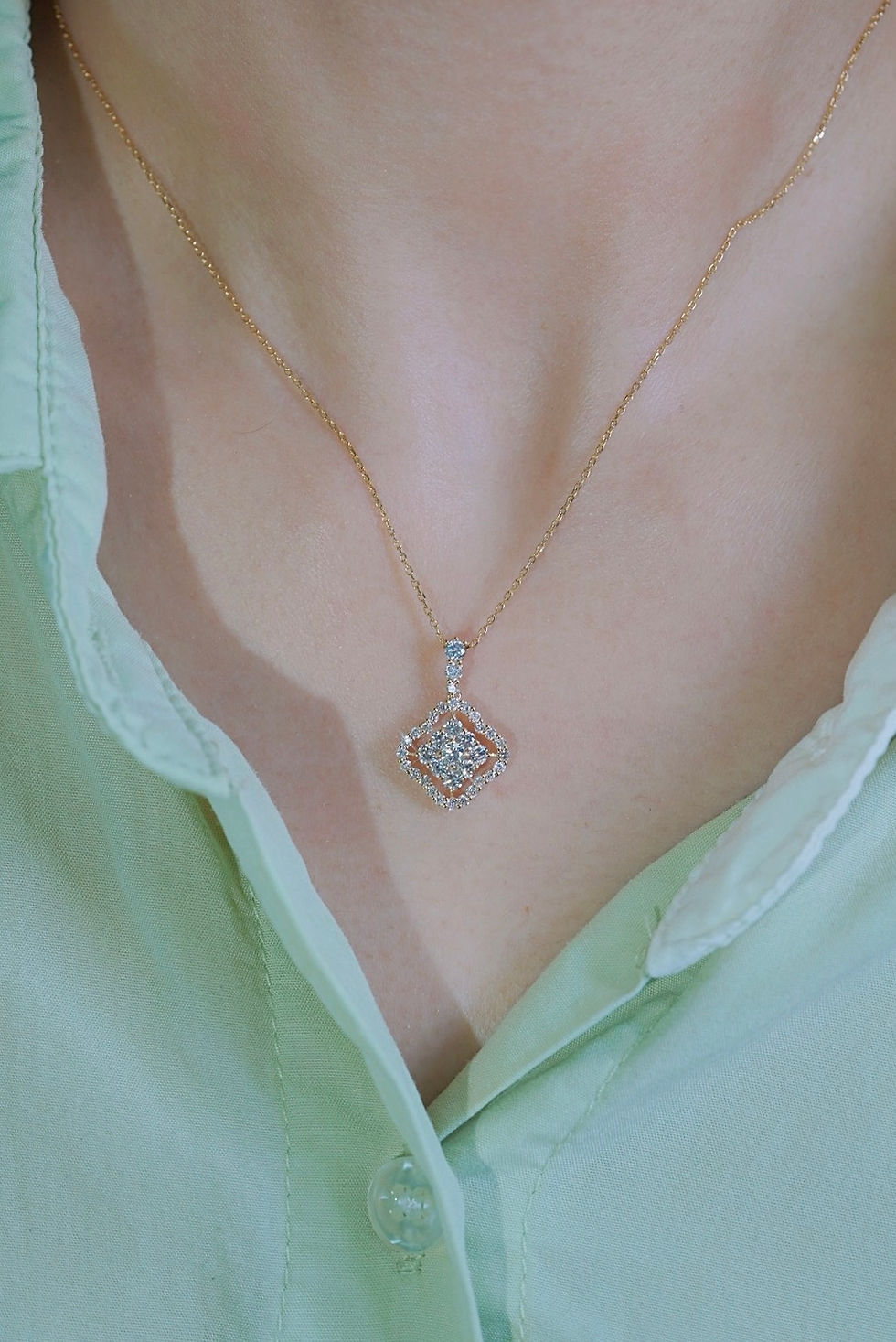 縮圖：Four Leaf Clover 鑽石項鏈，1克拉