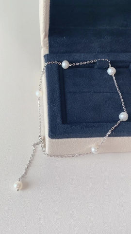 Thumbnail: Natural pearl sterling silver anklets