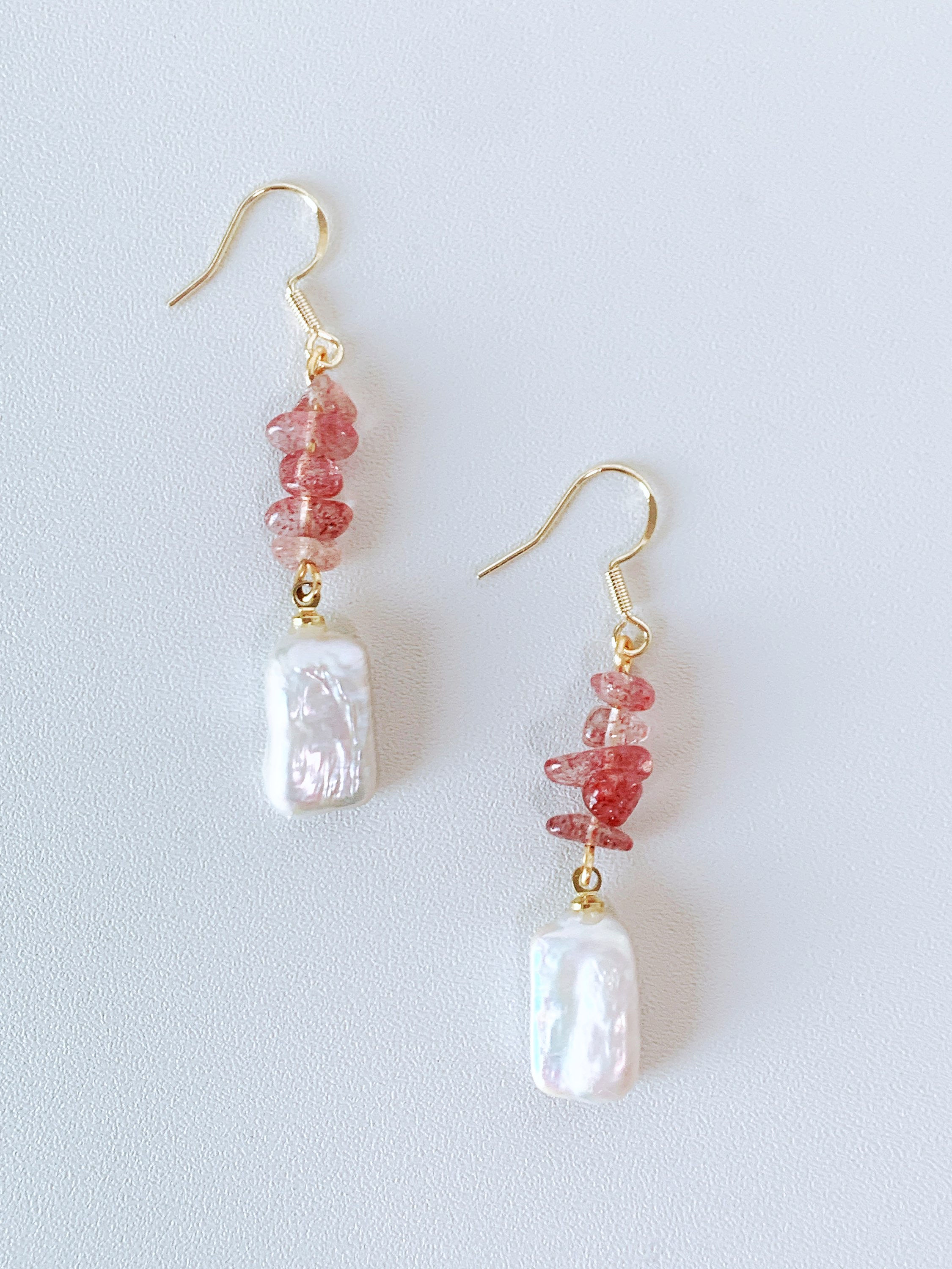 天然珍珠水晶純銀耳環