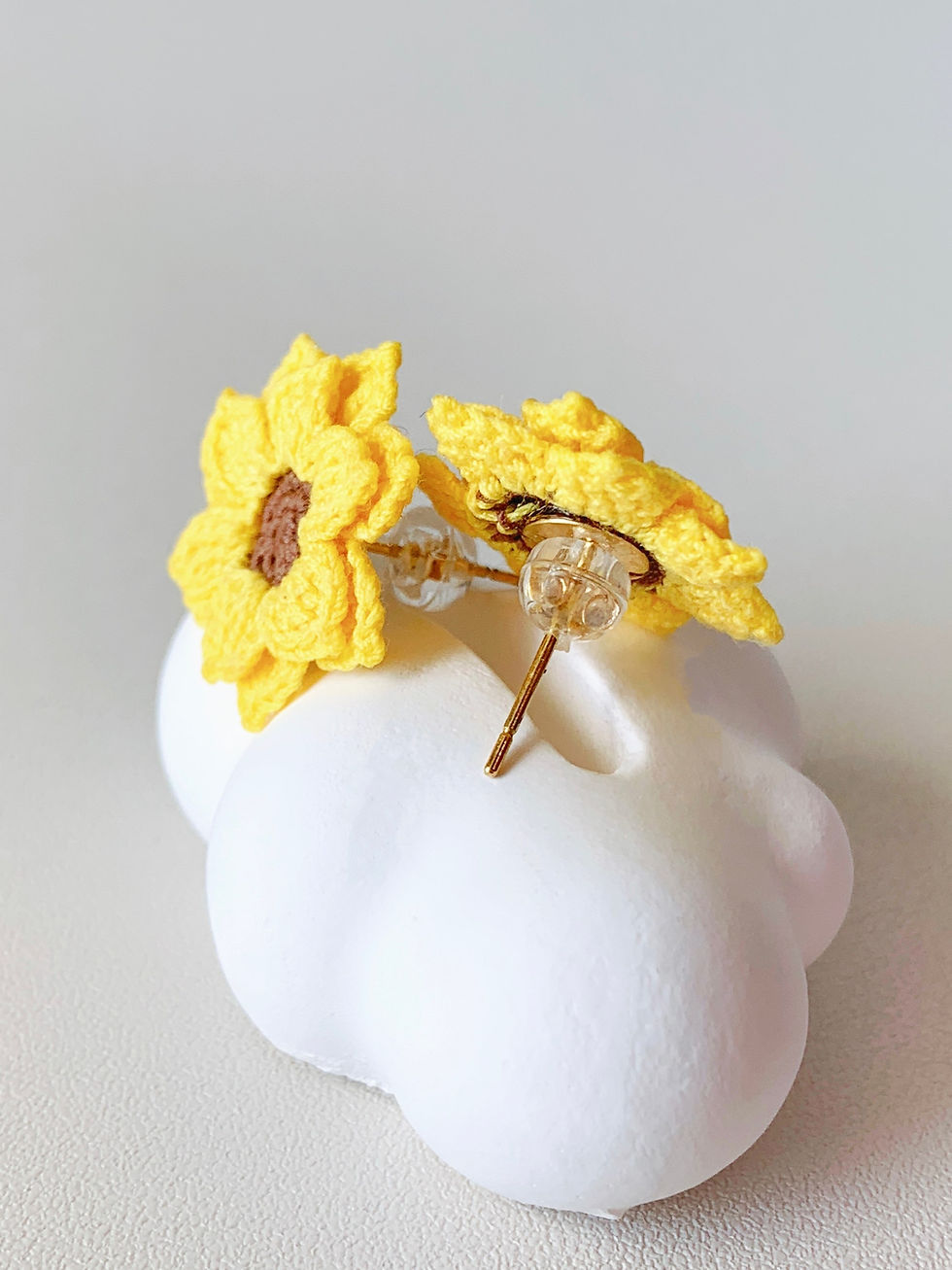Thumbnail: Fine-Kniiting Sunflower Earrings