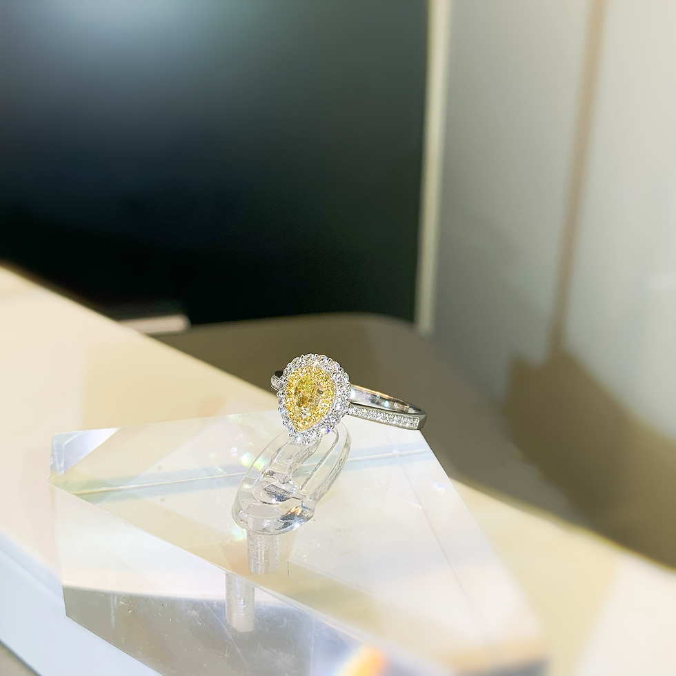 縮圖：Pear 黃色鑽石戒指，0.87克拉