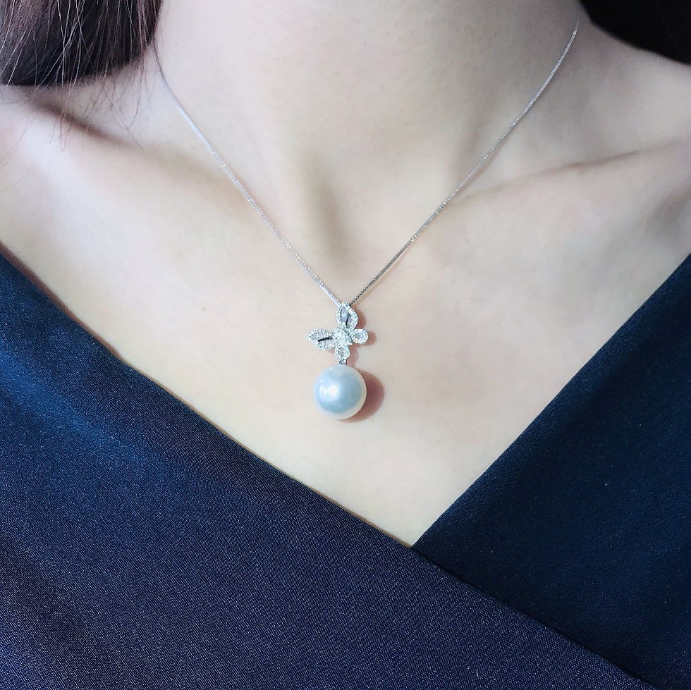 縮圖：Pearl 澳洲銀白珍珠鑽石吊墜