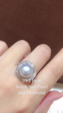 縮圖：Pearl 澳洲白珍珠鑽石戒指