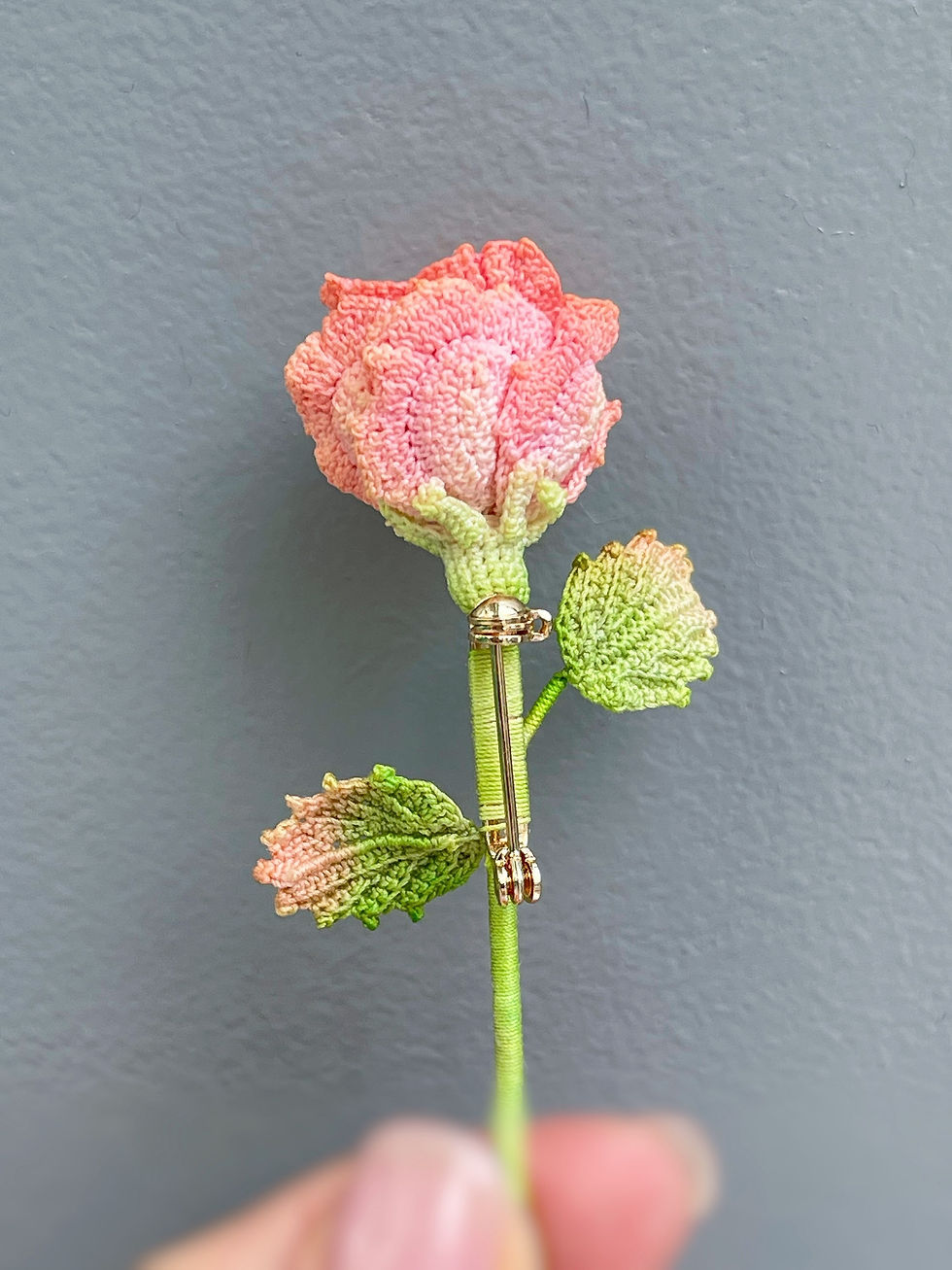Thumbnail: Fine Knitting - Pale Pink Rose Brooch