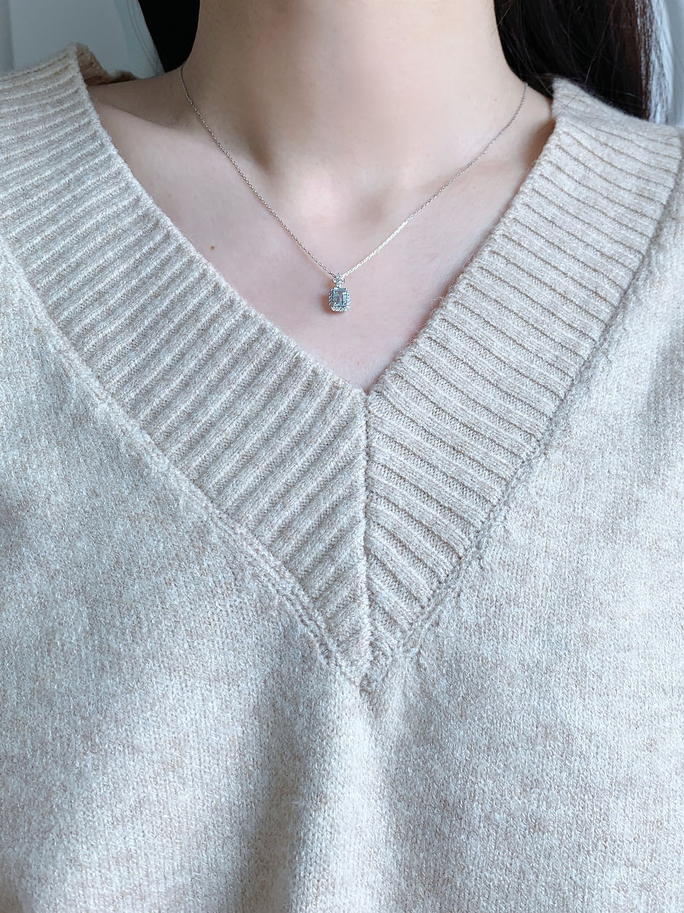 縮圖：海藍寶 鑽石吊墜項鏈，0.68 克拉