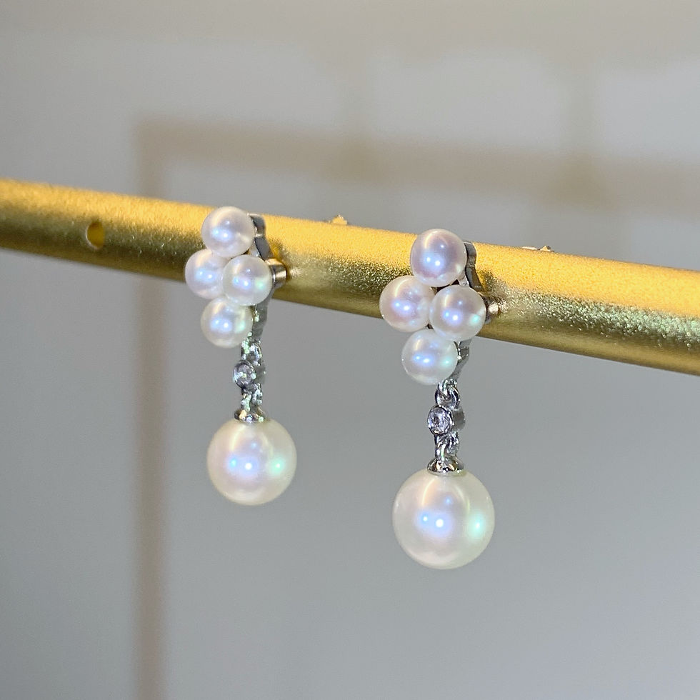 縮圖：Pearl 珍珠鑽石耳環