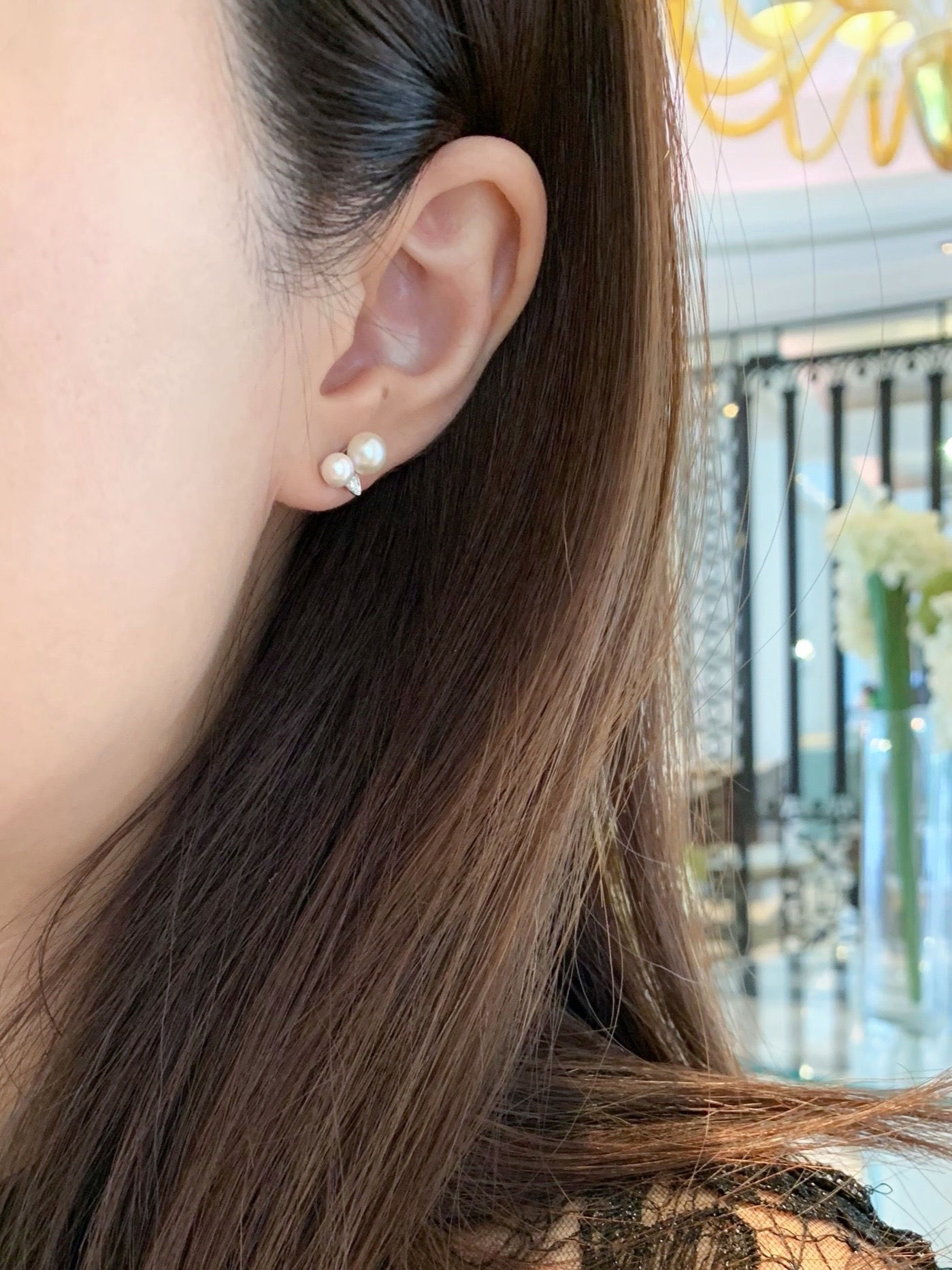 Pearl 珍珠鑽石耳環