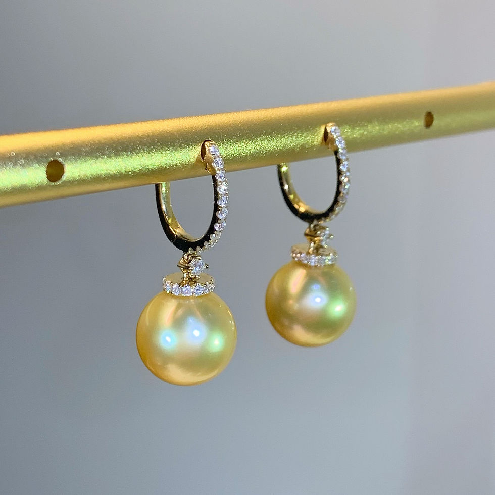 縮圖：Pearl 南洋金珍珠鑽石耳環