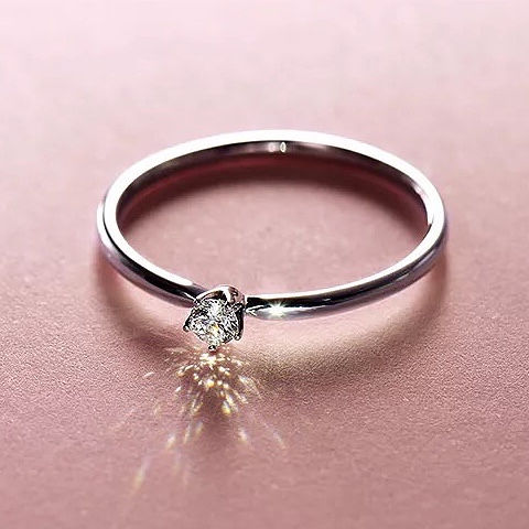 Thumbnail: Single round diamond ring, 0.05 carat