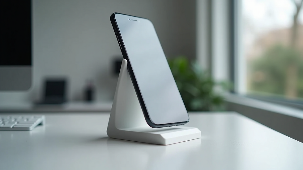 Close-up view of a 3D-printed smartphone stand
