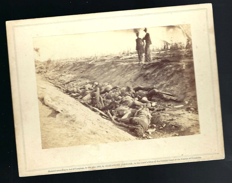 Brady Album Gallery Card Confederate Dead in the Sunken Road Antietam
