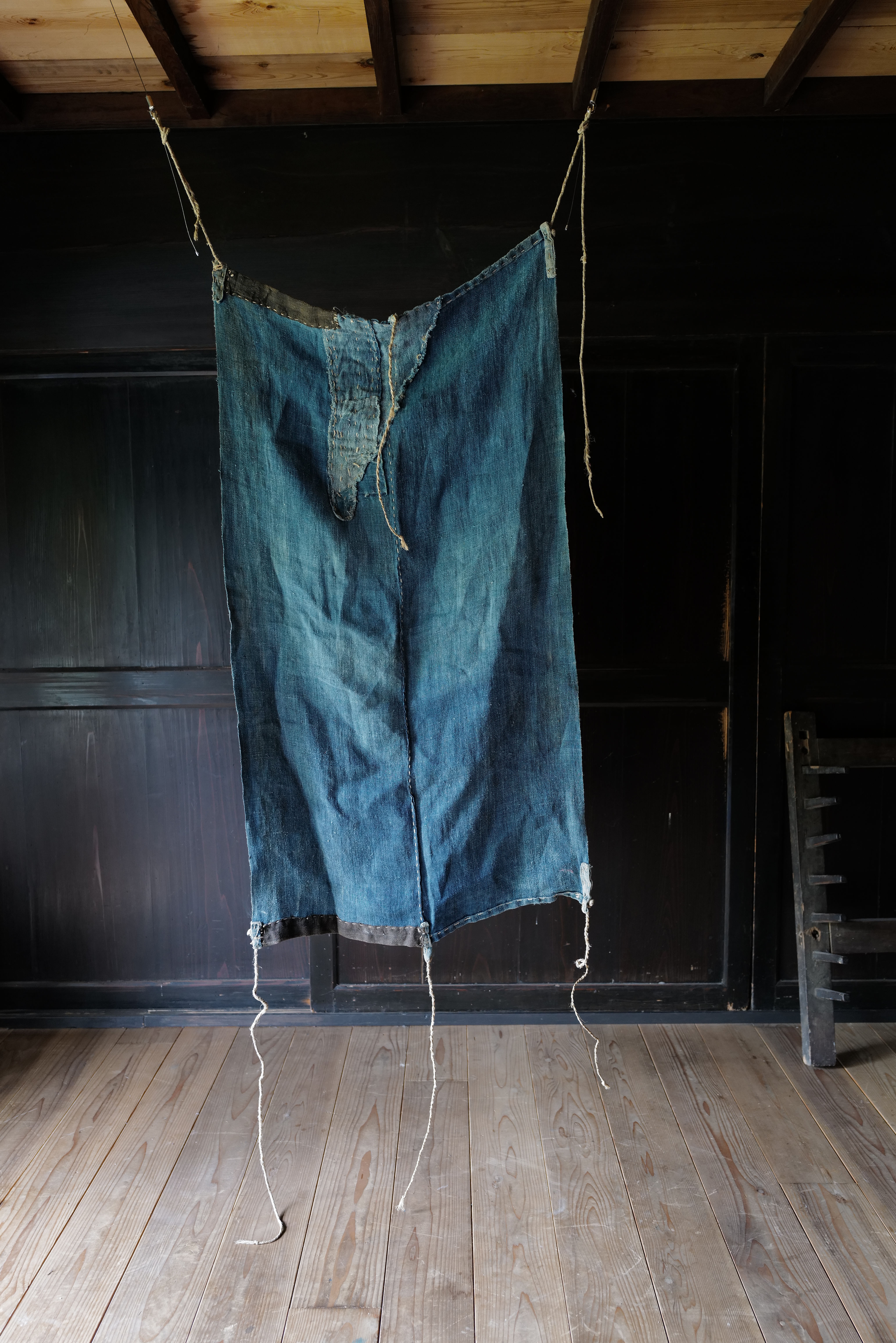Japanese vintage indigo-dyed hemp textile