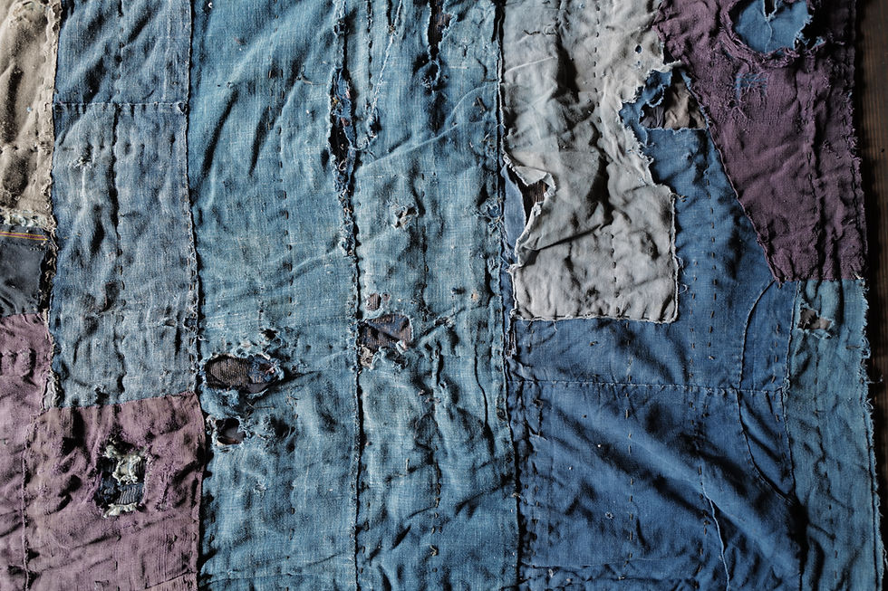 Thumbnail: Japanes vintage sashiko stitched indigoBoro rug
