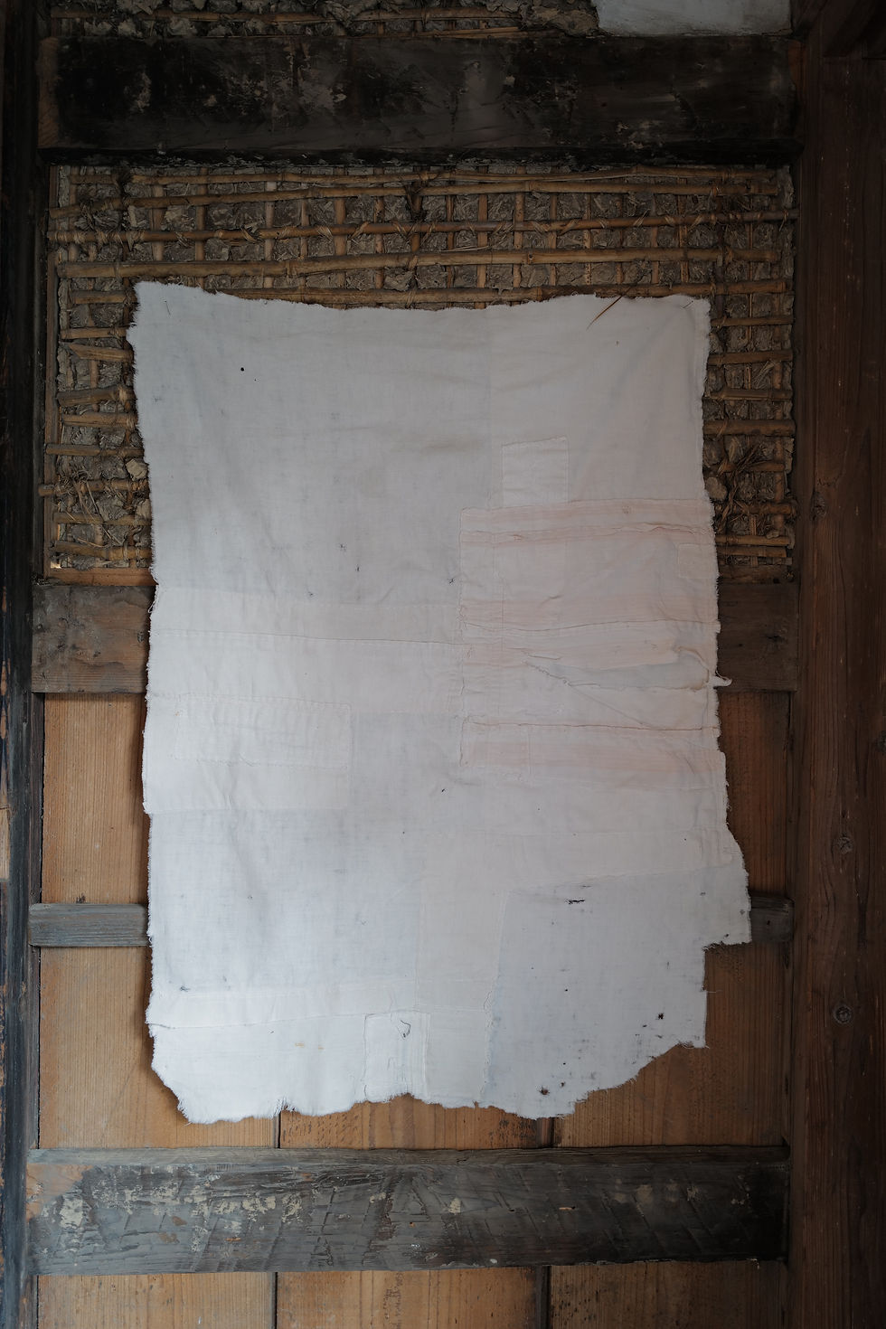 Japanese vintage sashiko stitched cotton BORO fragment