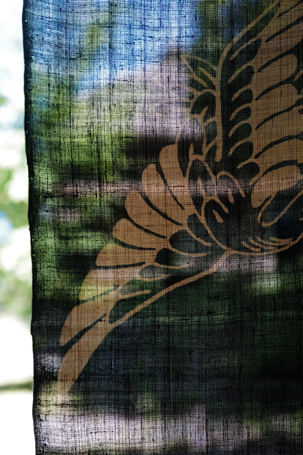 Thumbnail: Japanese vintage indigo-dyed ramie Noren shop curtains
