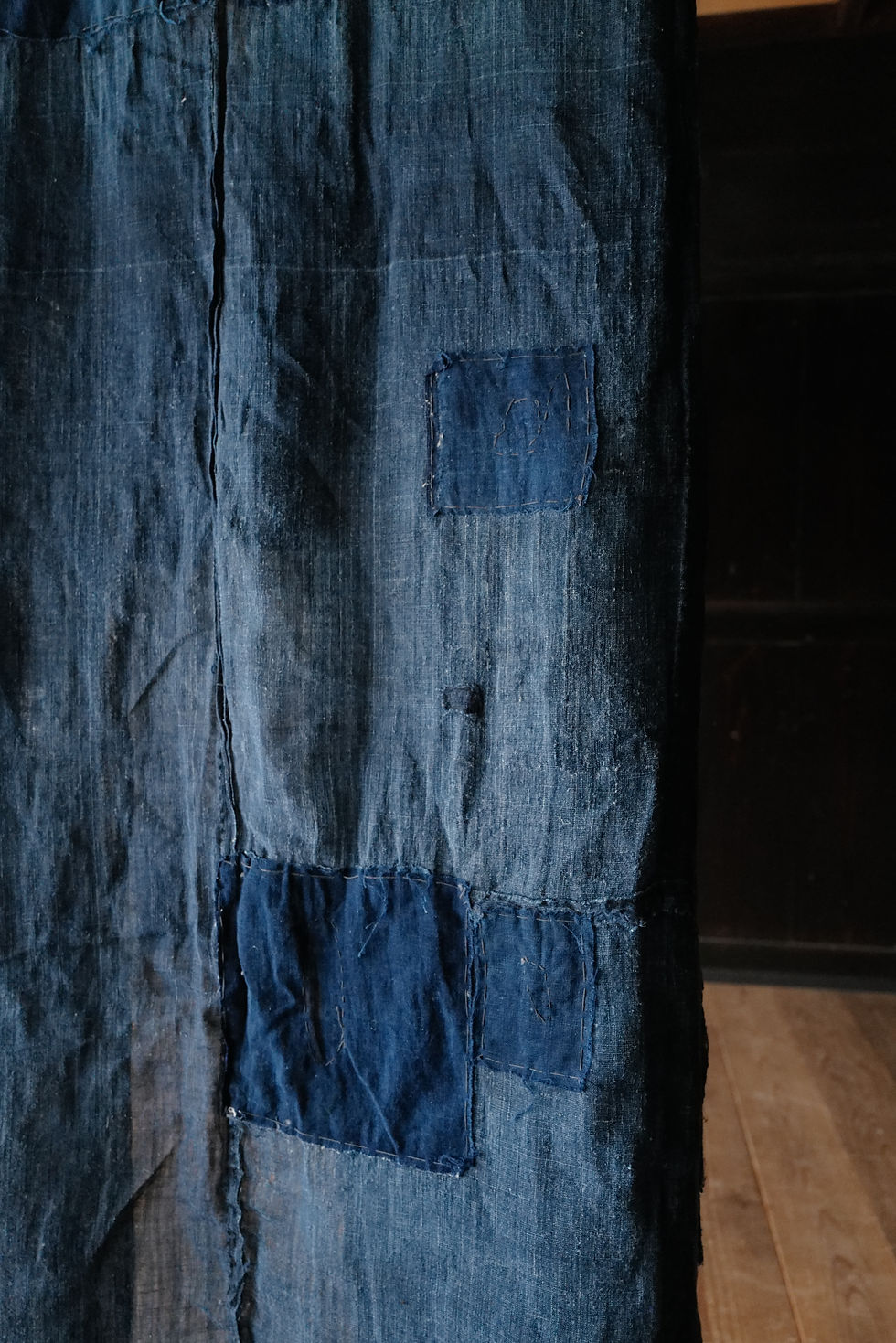 Thumbnail: Vintage Japanese indigo-dyed ramie Boro kimono