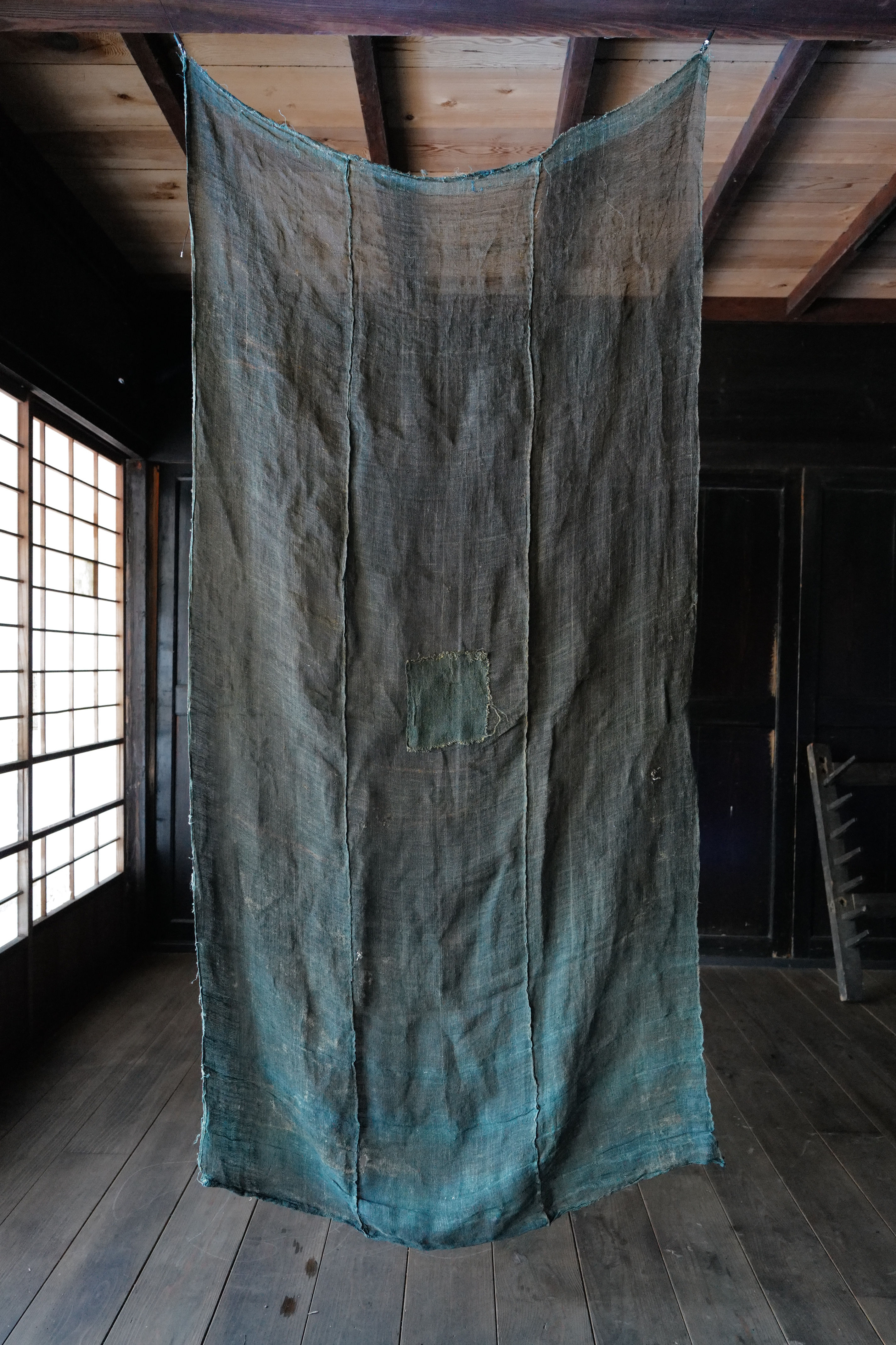 Japanese vintage sashiko stitched ramie mosquito net