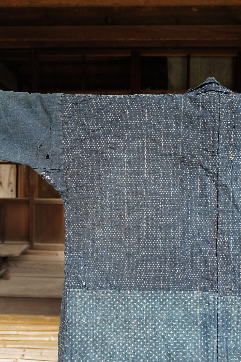 Thumbnail: Vintage Japanese indigo dyed reversible Noragi jacket