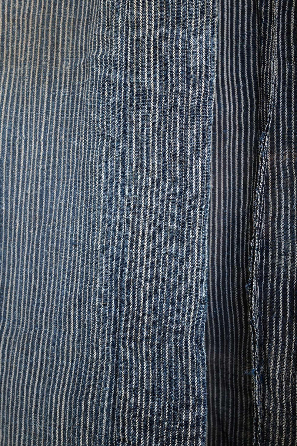 Thumbnail: Vintage Indigo Striped Handwoven Ramie Kimono
