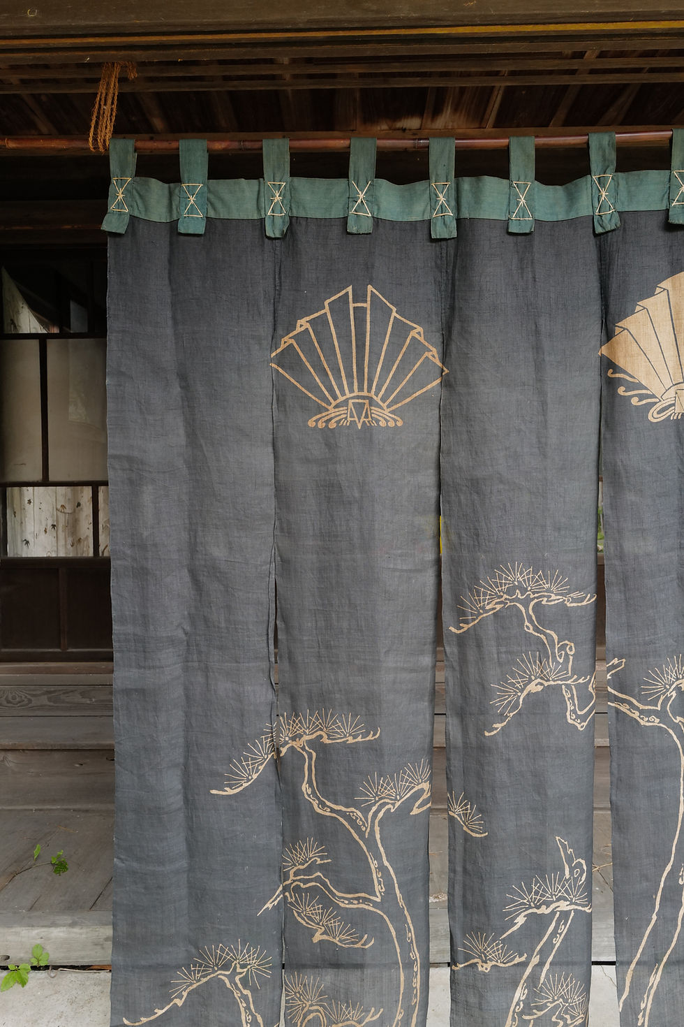 Thumbnail: Japanese vintage indigo-dyed ramie Noren shop curtains