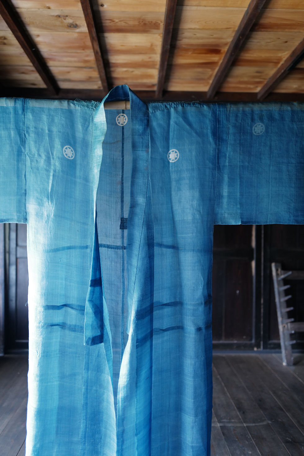 Thumbnail: Vintage hand weaved indigo dyed ramie kimono