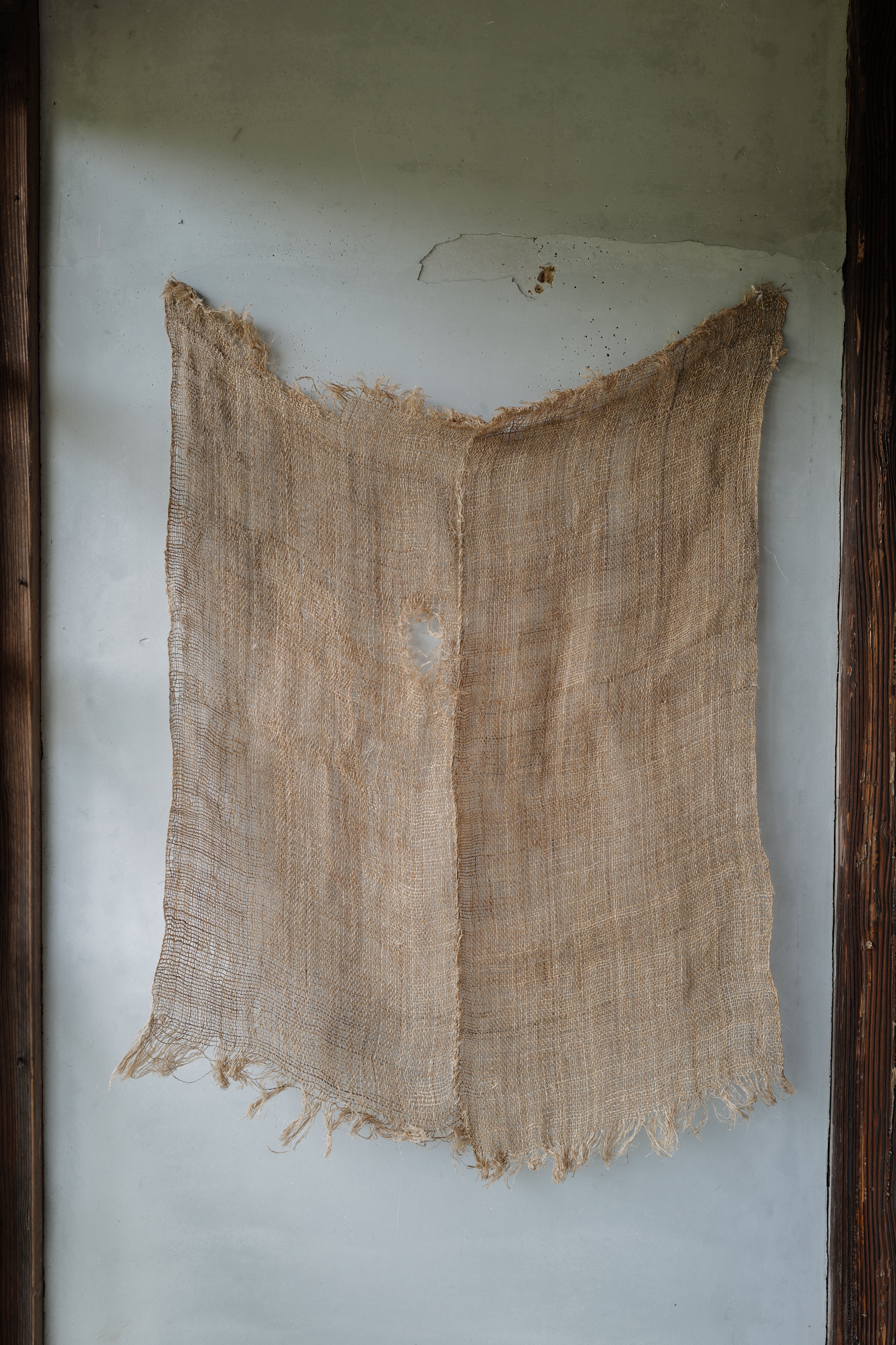 Japanese vintage sashiko stitched ramie textile