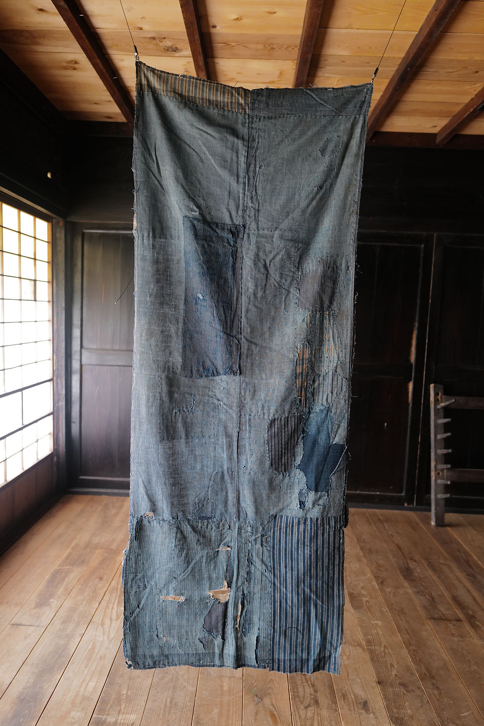 Thumbnail: Japanese vintage sashiko stitched  BORO textile