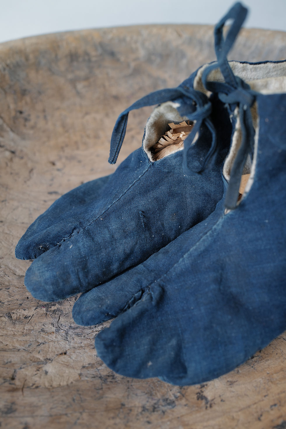 Thumbnail: Vintage Japanese Boro indigo cotton Tabi shoes