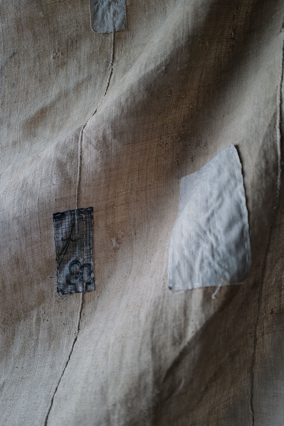 Thumbnail: Japanese vintage sashiko stitched hemp BORO textile