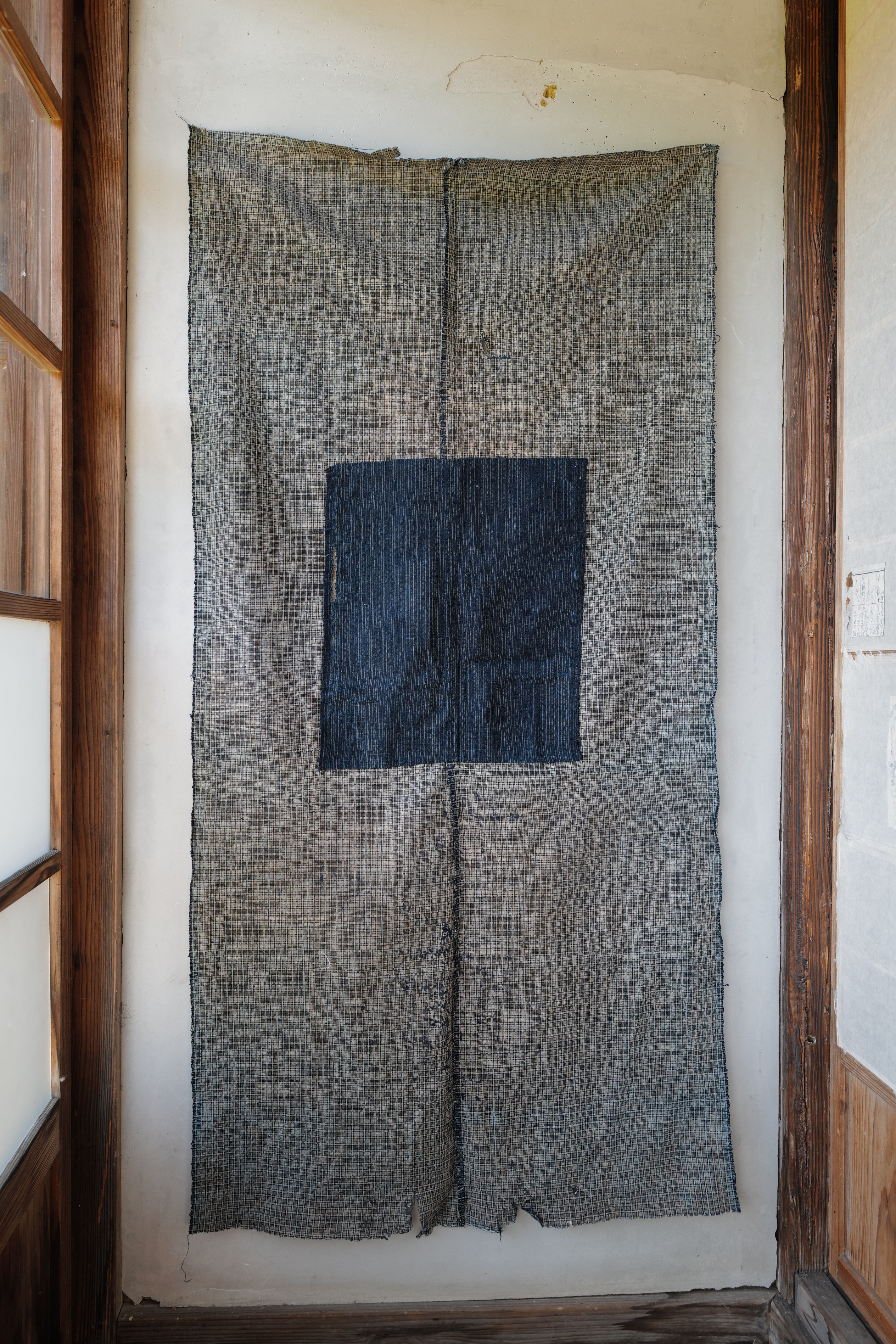 Japanese vintage sashiko stitched indigo textile