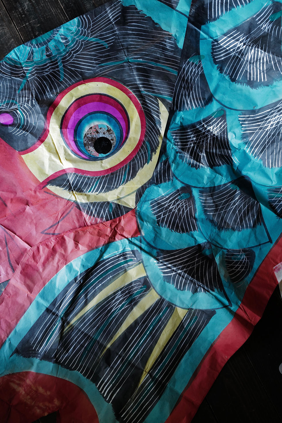 Thumbnail: Vintage Japanese hand-painted paper Koinobori