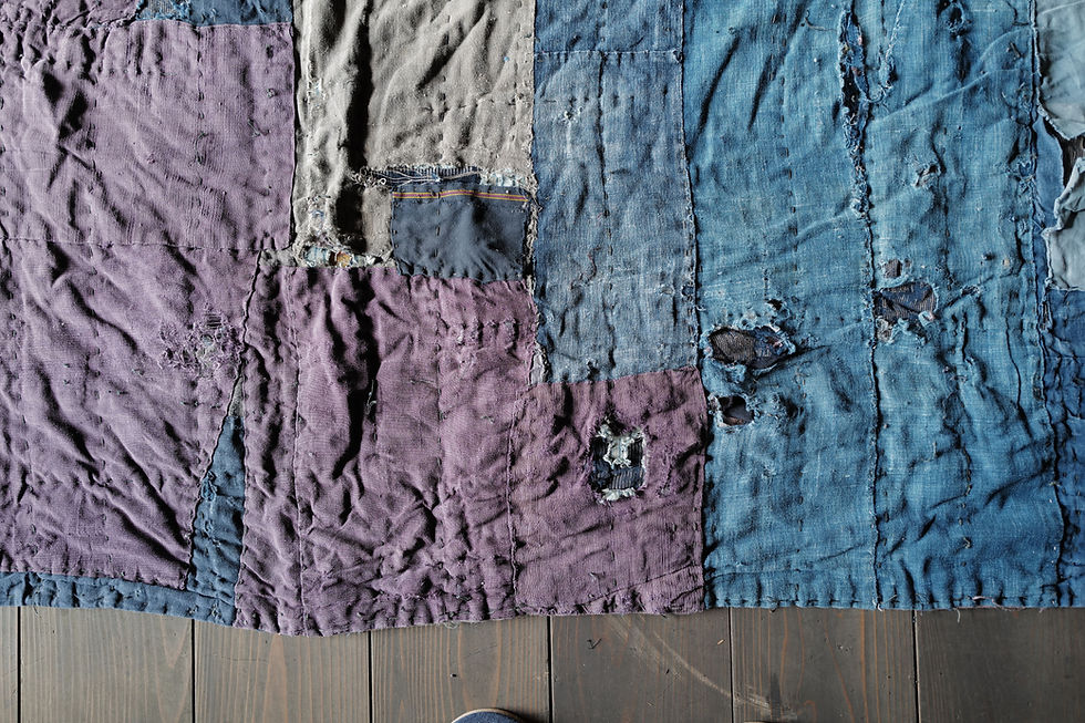 Thumbnail: Japanes vintage sashiko stitched indigoBoro rug