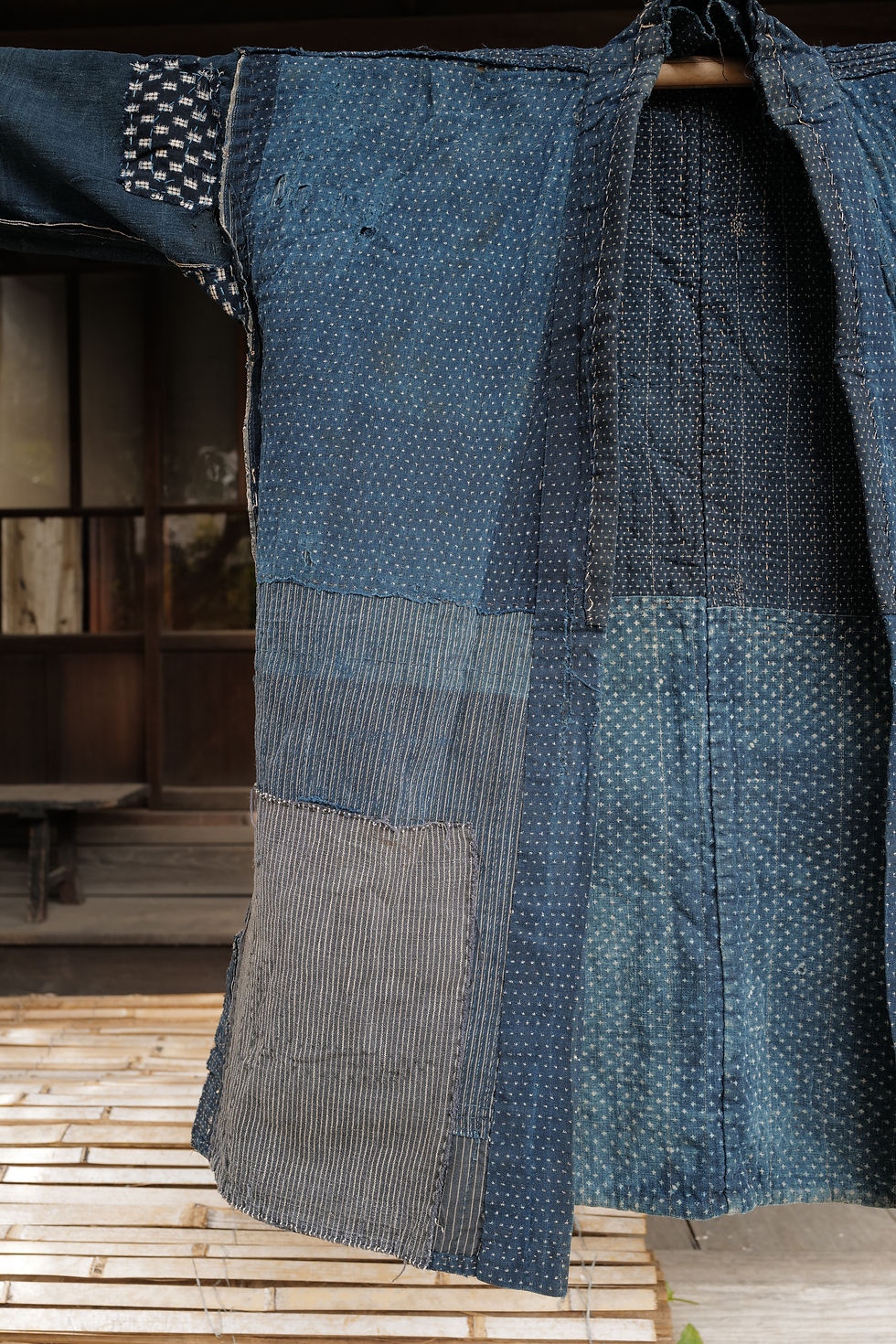 Thumbnail: Vintage Japanese indigo dyed reversible Noragi jacket