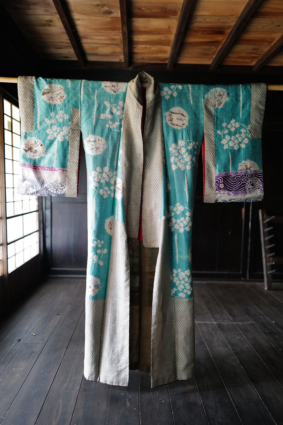 Vintage Japanese Shibori tie-dyed silk under kimono