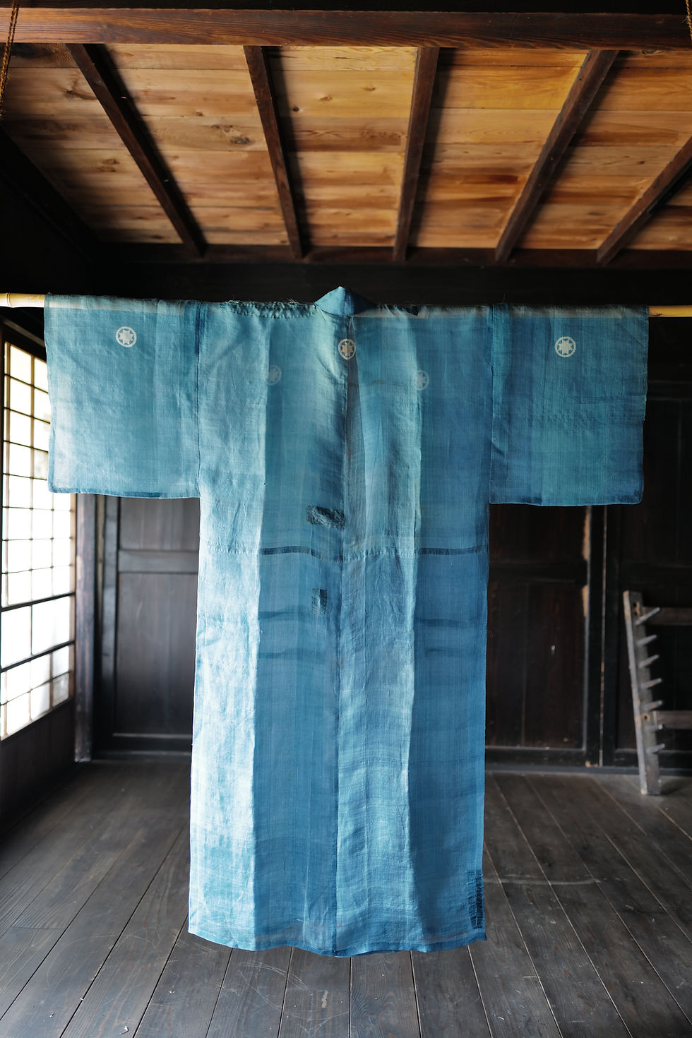 Thumbnail: Vintage hand weaved indigo dyed ramie kimono