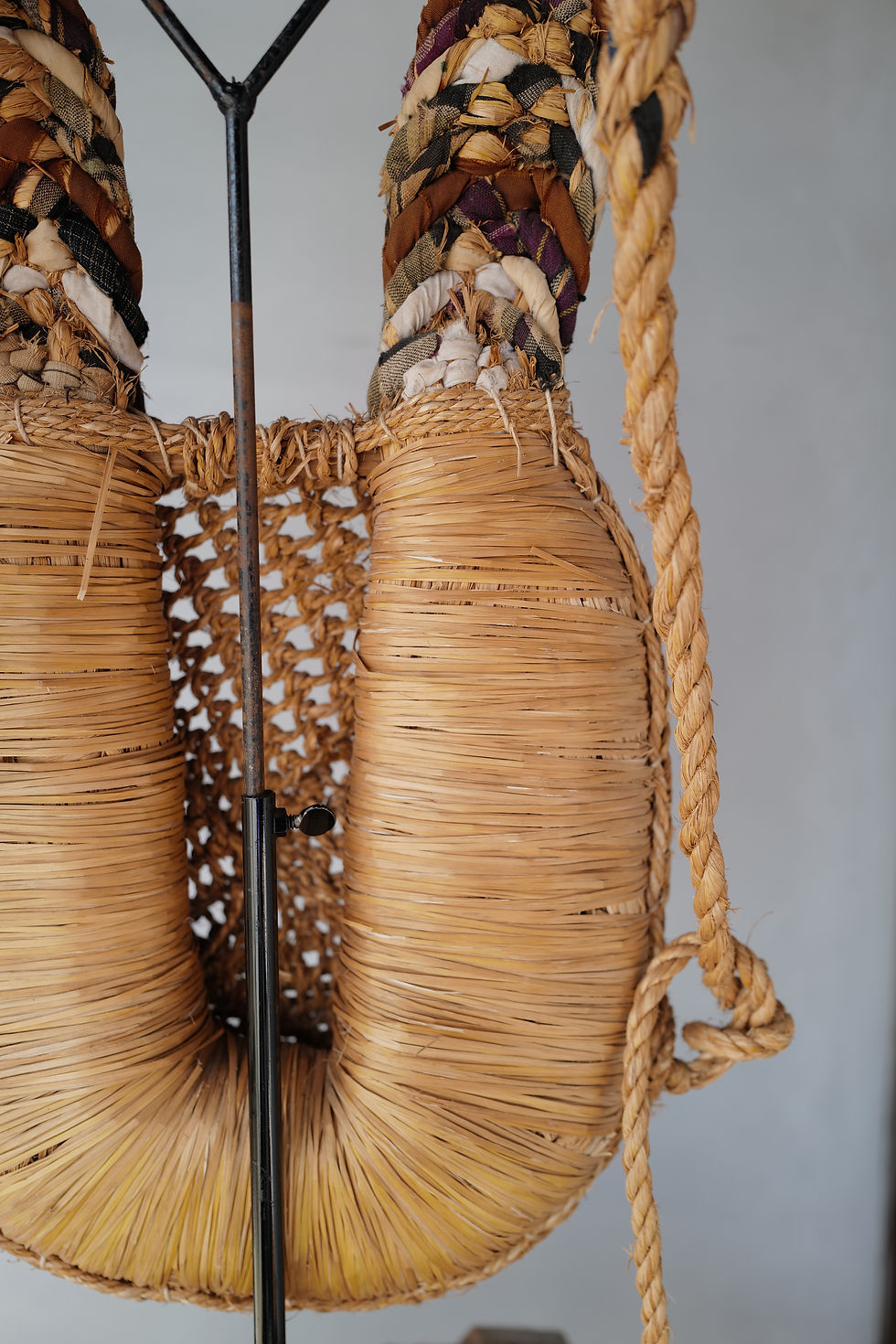 Thumbnail: Vintage Japanese hand-knitted straw back pad Bandori