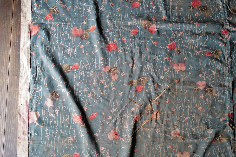 Thumbnail: Japanese vintage hand painted floral pattern textile