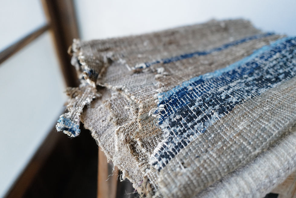 Thumbnail: Vintage Japanese hand weaved Zanshi-ori rug