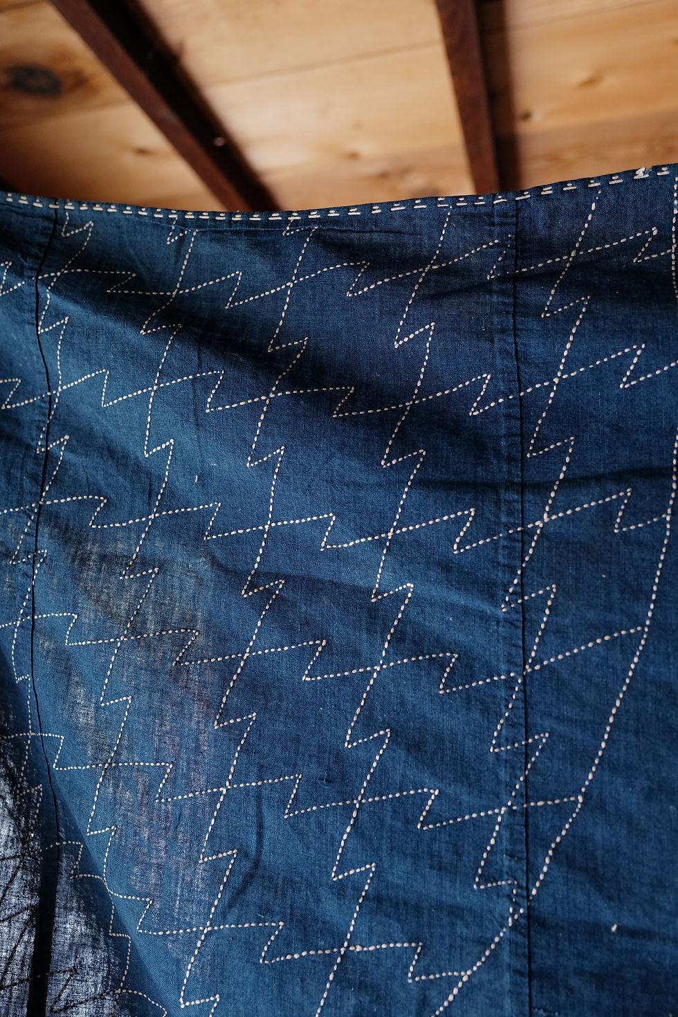 Thumbnail: Japanese vintage sashiko stitched large furoshiki