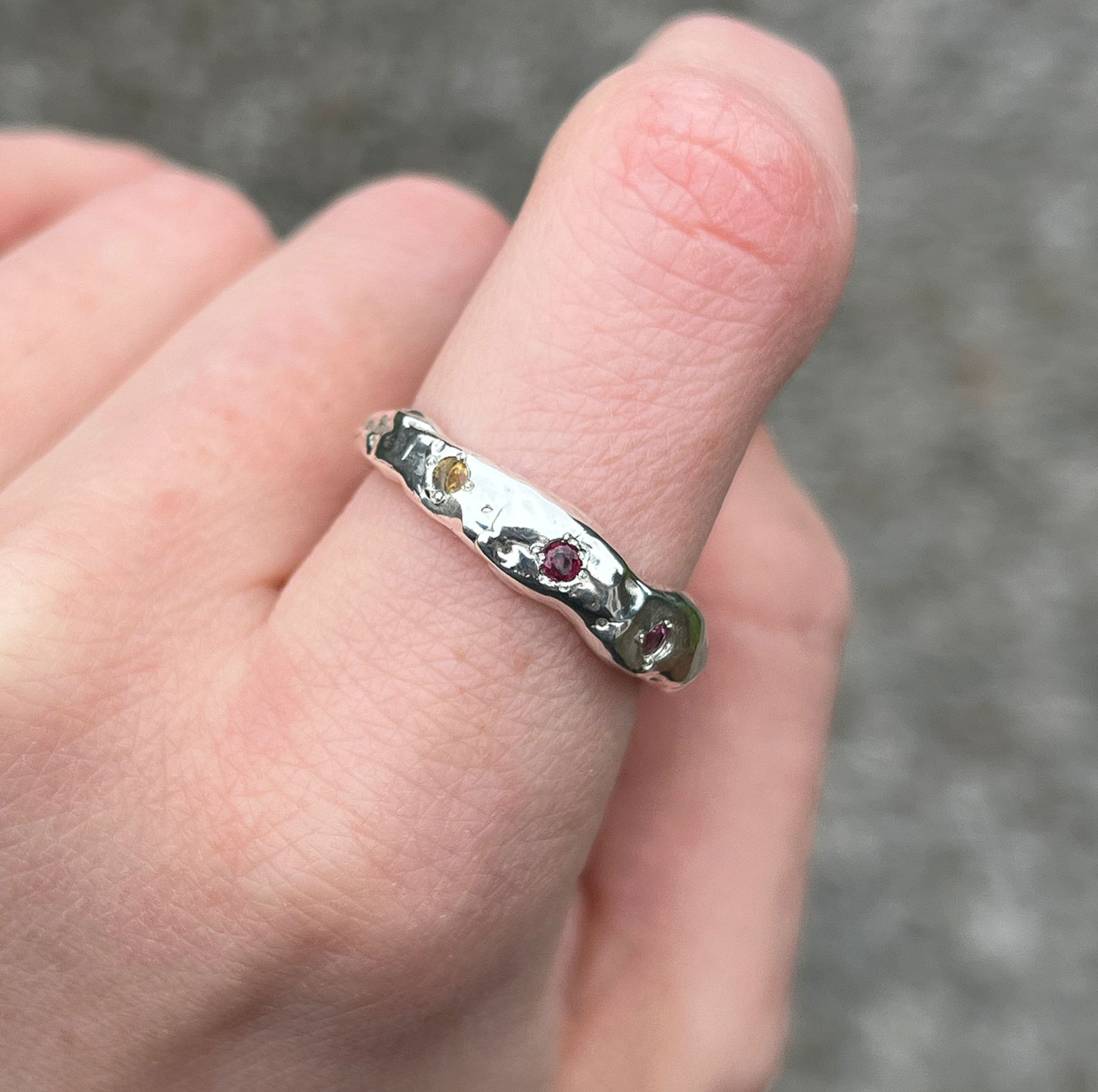 Pink Tourmaline, Citrine & Garnet Speckled Band