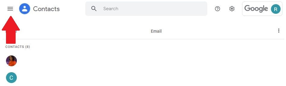 Google Contacts Interface