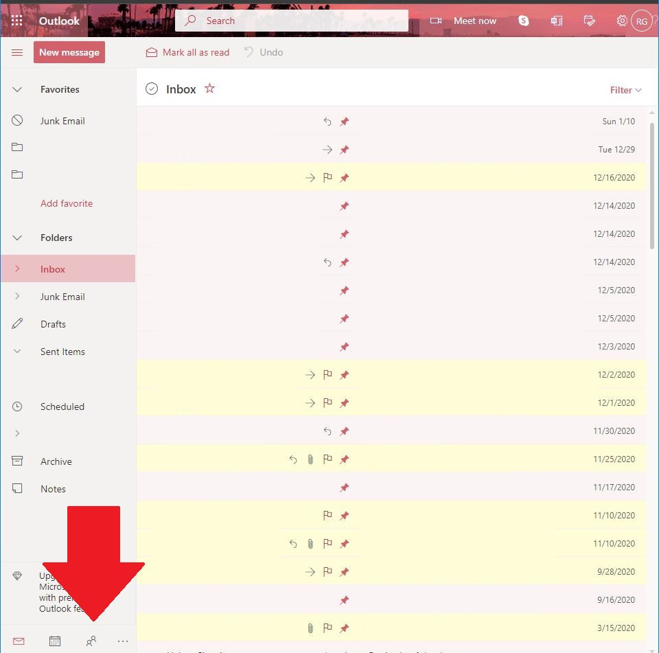 Microsoft Outlook Webmail Interface
