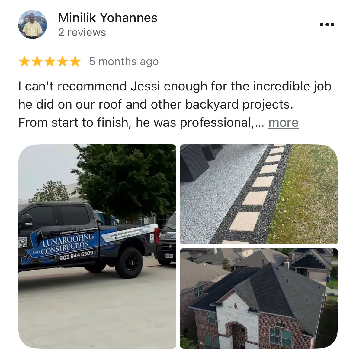 Lunaroofing and construction llc
