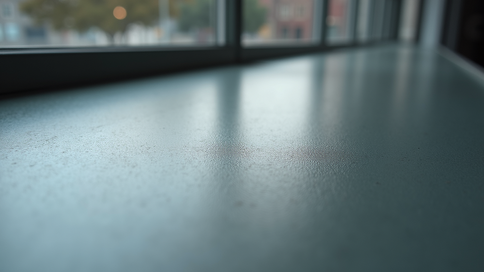 Close-up view of powder coated metal surface showing smooth, durable finish