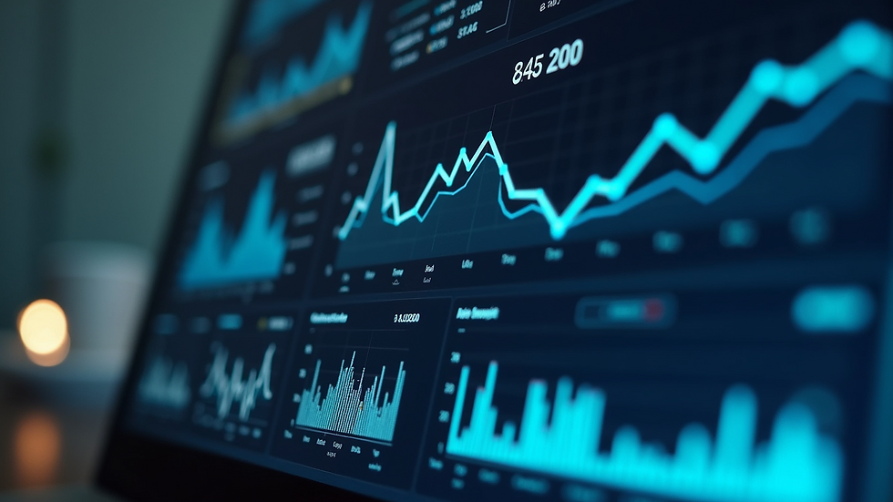 Close-up view of a analytics dashboard showing marketing data
