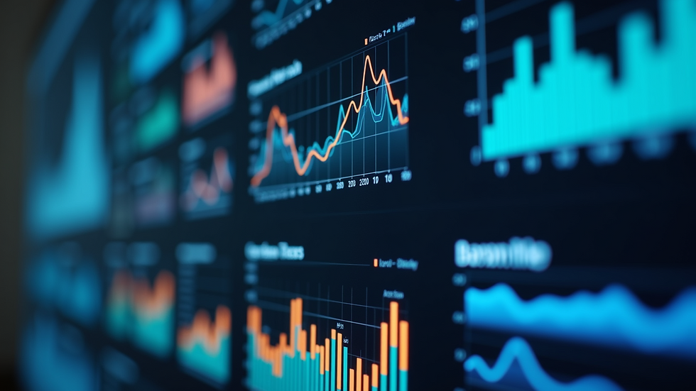 Close-up view of a digital dashboard showing marketing analytics